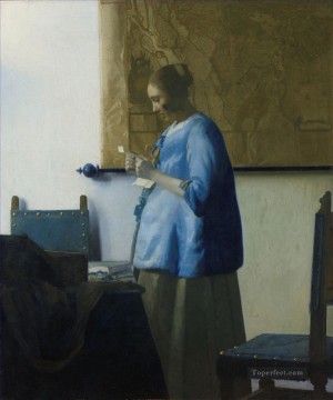  leyendo Pintura - Mujer leyendo una carta barroca de Johannes Vermeer